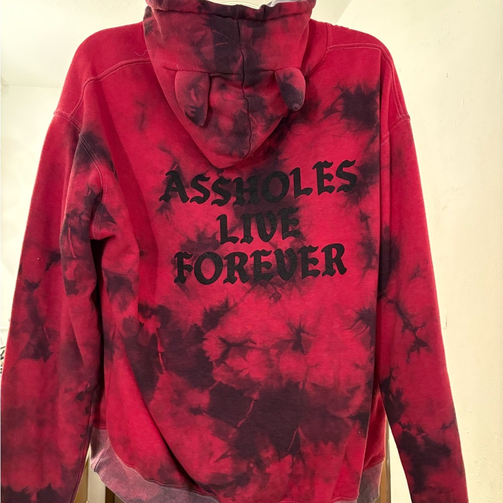 ALFxLinda Finegold Horned, Red and Black Tie-Dye Hoodie